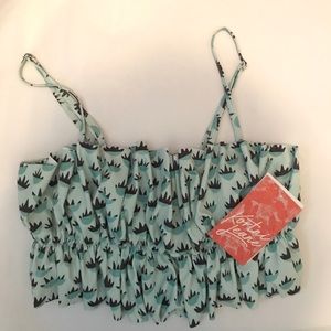 KJ Mint Bowls Over Sized Ruffle Bathing Suit Top